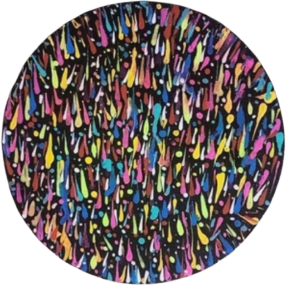 Hand Crafted Abstract Design Round  12 x 12 Inches Canvas Painting - Picture 3 of 4